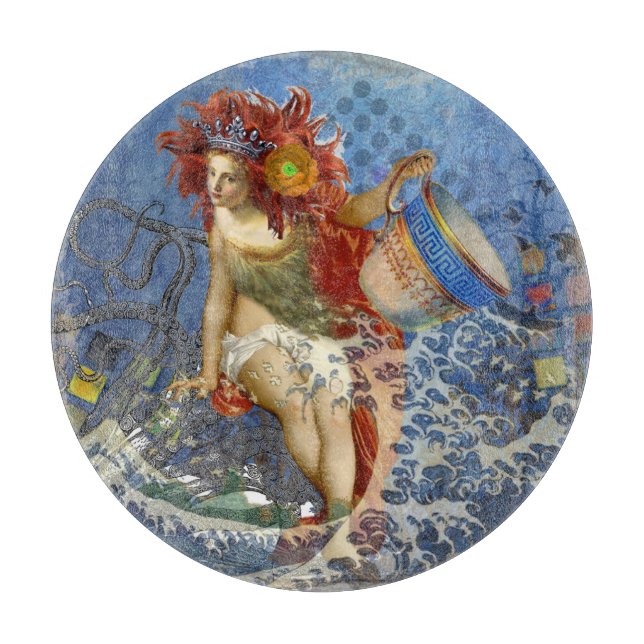 Aquarius Mermaid Gothic Blue Art Schneidebrett (Vorderseite)