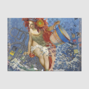 Aquarius Mermaid Gothic Blue Art Seidenpapier