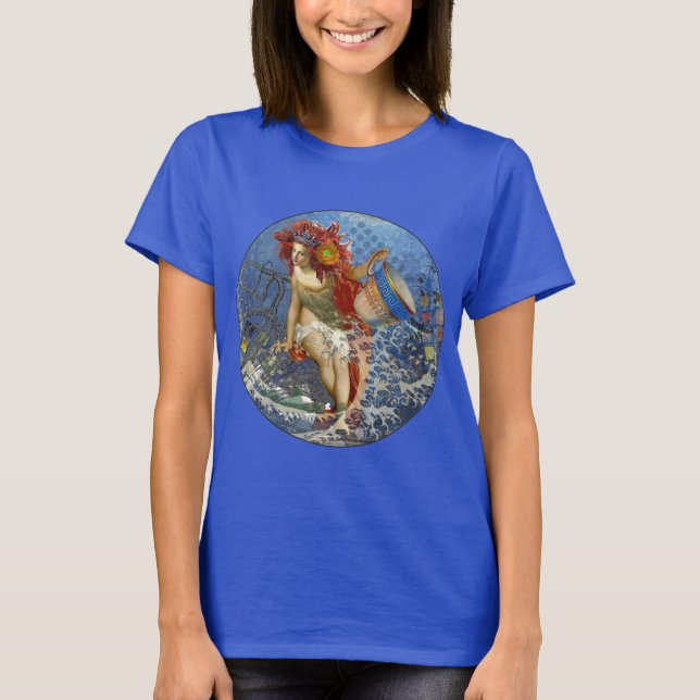 Aquarius Mermaid Gothic Blue Art T-Shirt (Vorderseite)