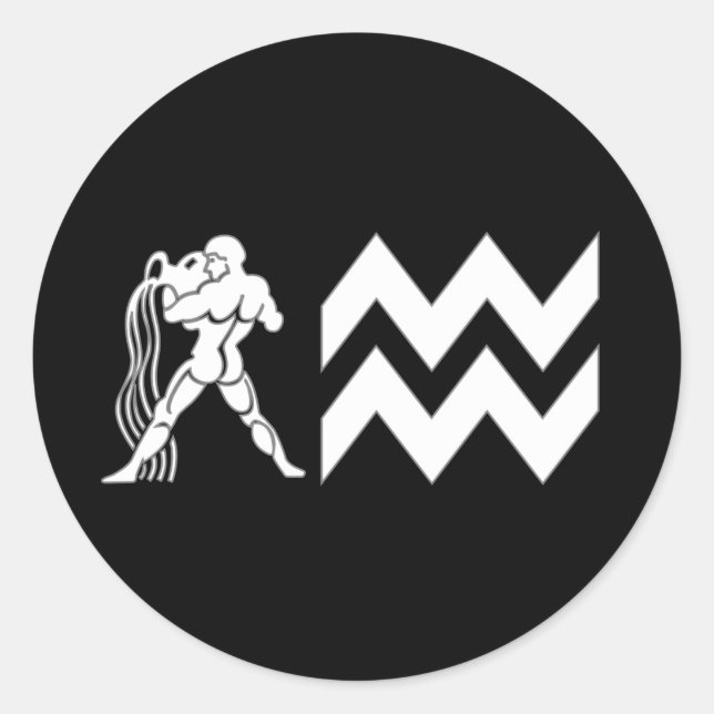 Aquarius mit Symbol Runder Aufkleber (Vorderseite)
