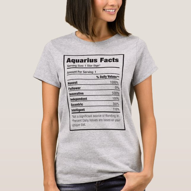 Aquarius Nutrition Fact T-shirt Zodiac (Devant)