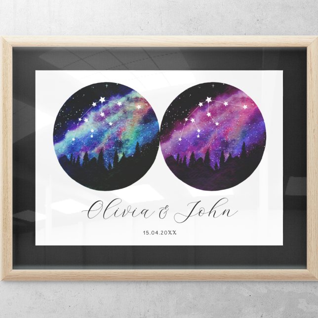 Aquarius Personalisierte Paare Horoskop Poster (Von Creator hochgeladen)