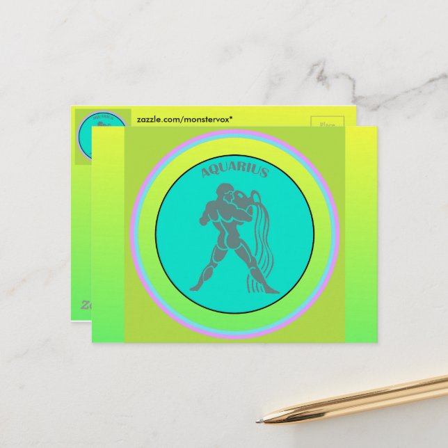 Aquarius Postcard Postkarte (Vorderseite/Rückseite Beispiel)
