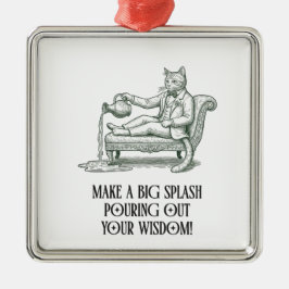 Aquarius Pun Wise Cat Zodiac Christmas Ornament 