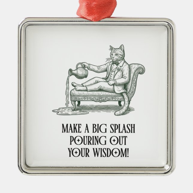 Aquarius Pun Wise Cat Zodiac Christmas Ornament  (Vorne)