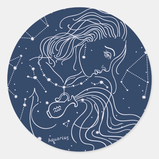 Aquarius Runder Aufkleber (Vorderseite)
