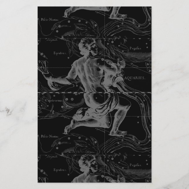 Aquarius Sign Constellation Map von Hevelius Briefpapier (Vorderseite)