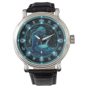Aquarius signieren schöne digitale Illustration Armbanduhr