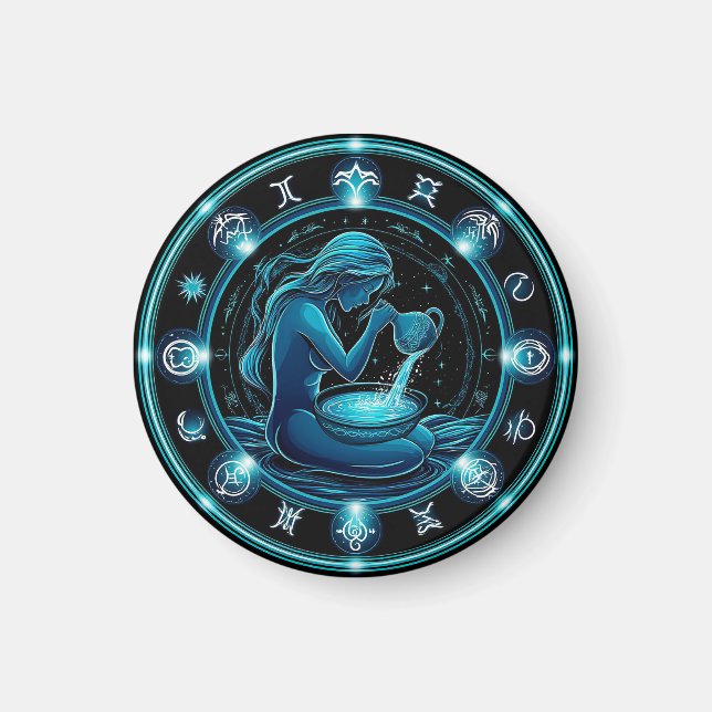 Aquarius signieren schöne digitale Illustration Magnet (Vorne)