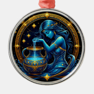 Aquarius signieren schöne digitale Illustration Ornament Aus Metall