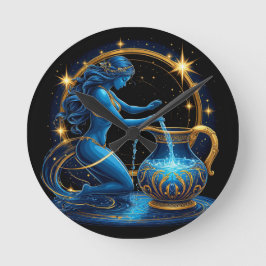 Aquarius signieren schöne digitale Illustration Runde Wanduhr
