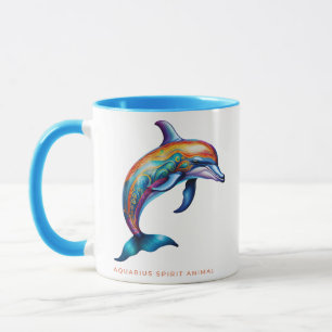 Aquarius Spirit Animal Dolphin Alebrije Male Tasse