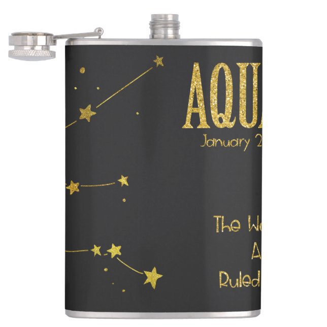 Aquarius Star Sign Flachmann (Geöffnet)