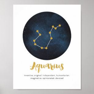 Aquarius star sign print poster