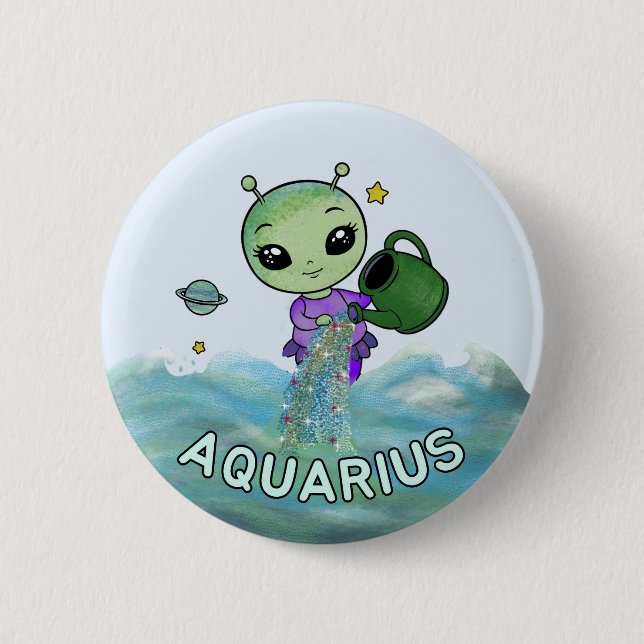 Aquarius-Stern-Sternzeichen Seegreifer Zodier Button (Vorderseite)