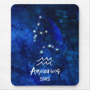 Aquarius-Sternbild Blaue Galaxie Monogramm Mousepad