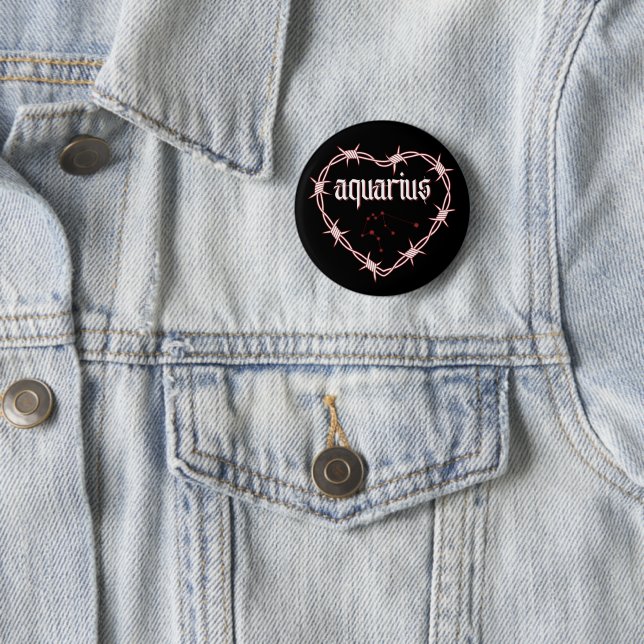 Aquarius Sternbild Gothic Dunkle Kantige Geburtsta Button (Beispiel)