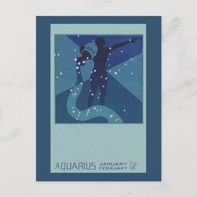 Aquarius-Sternbild, Vintage Zodiakastasenlogie Postkarte (Vorderseite)