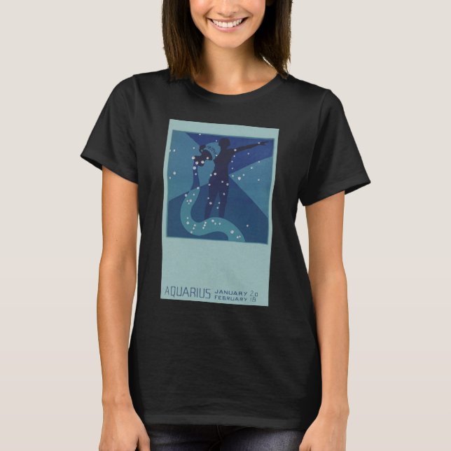 Aquarius-Sternbild, Vintage Zodiakastasenlogie T-Shirt (Vorderseite)