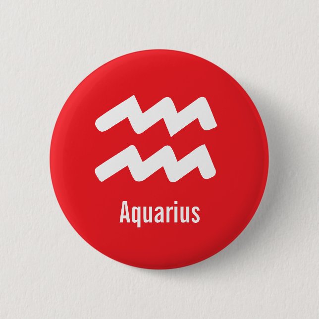 Aquarius-Sternzeichen-Eigenschaften Minimale Astro Button (Vorderseite)