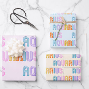 Aquarius-Sternzeichen Geschenkpapier-Set aus 3 Geschenkpapier Set