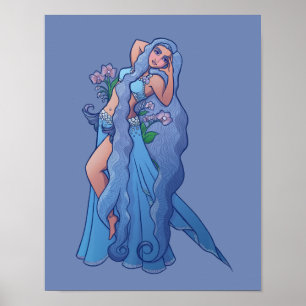 Aquarius Sternzeichen Göttin Bauchtänzerin Kunst G Poster