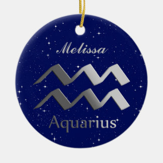 Aquarius Sun Zeichen mit Name Keramik Ornament