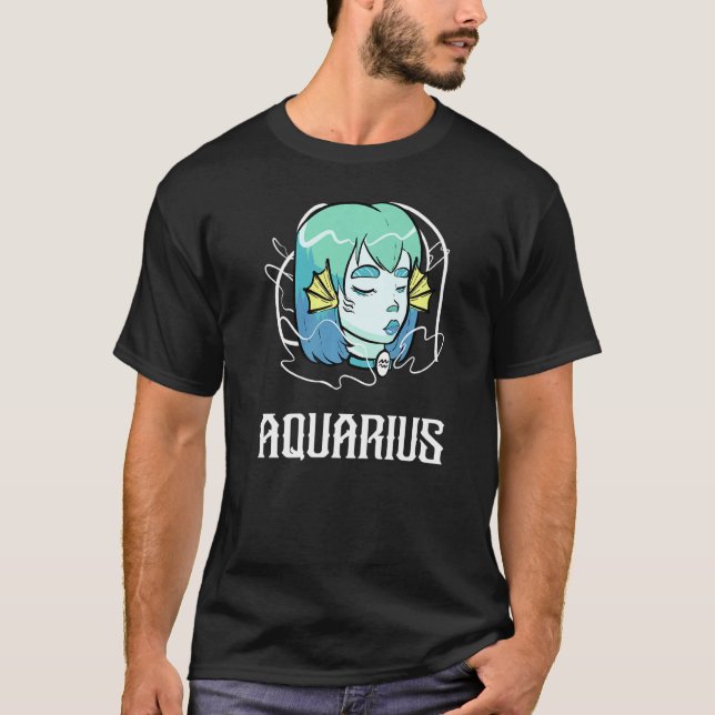 Aquarius Tarot Zodiac Signel Pastel Goth Horoscope T-Shirt (Vorderseite)