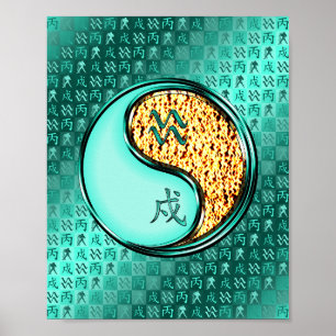 Aquarius und Feuerhund Poster