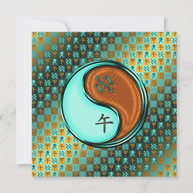 Aquarius und Holzpferd Karte (Vorderseite)