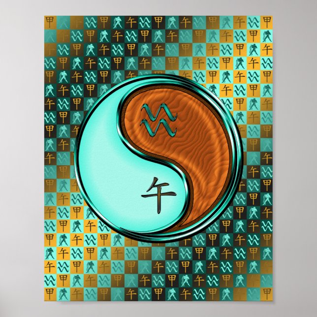 Aquarius und Holzpferd Poster (Vorne)