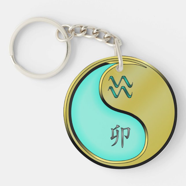 Aquarius und Metallkaninchen Schlüsselanhänger (Vorderseite)