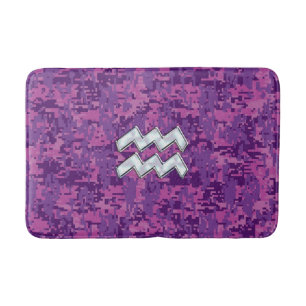 Aquarius Unterschreiben auf fuchsienrosa Camouflag Badematte