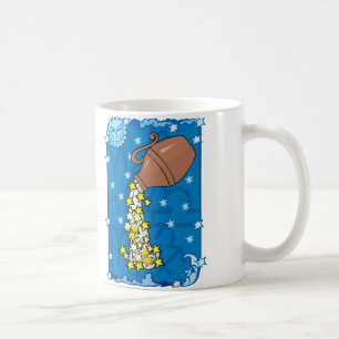 Aquarius Vase gießt Wassersterne in den Nachthimme Kaffeetasse