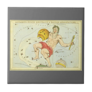 Aquarius, Vintage-Konstellation, Urania's Spiegel Fliese