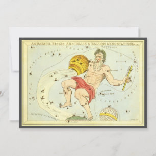 Aquarius, Vintage Konstellation, Uranischer Spiege Einladung