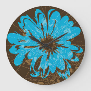 Aquarius Vintage psychedelisches Floral Große Wanduhr