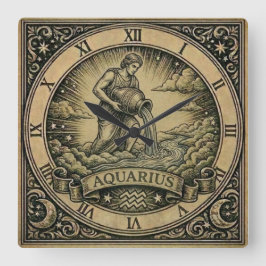 Aquarius Vintage Zodiakus Wanduhr