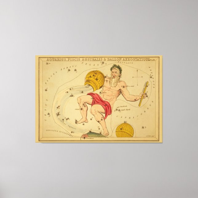 Aquarius - Vintages Zeichen des Zodiakabbildes Leinwanddruck (Vorderseite)