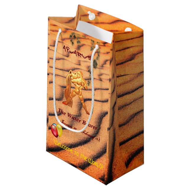 Aquarius Water Bearer - (20. Januar - 18. Februar) Kleine Geschenktüte (Vorderseite Schrägansicht)