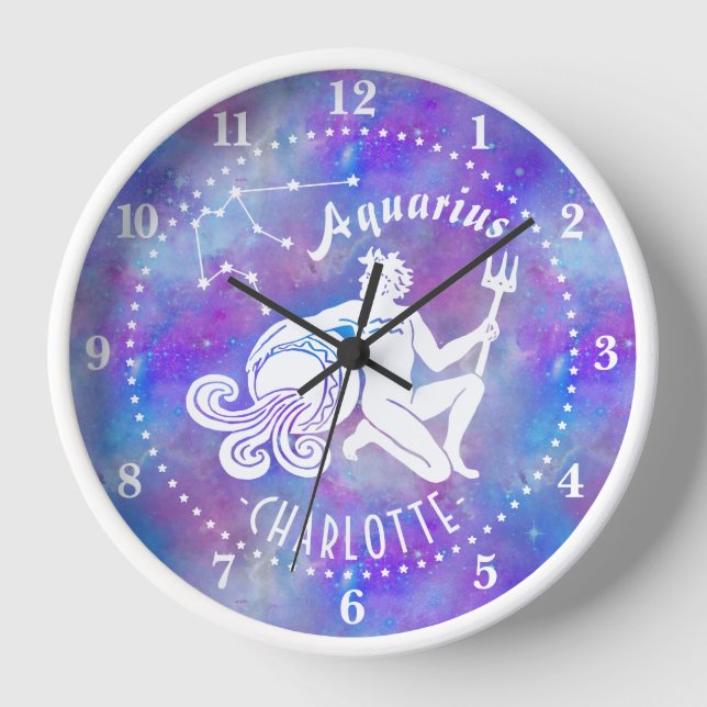 Aquarius Water Bearer Constellation Stars Geburtst Uhr (Vorderseite)
