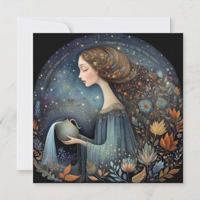 Aquarius Water Bearer Zodiac Astrology Birthday Karte (Vorderseite)