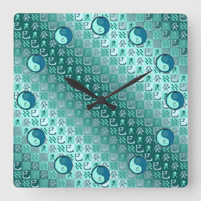 Aquarius & Water Snake Quadratische Wanduhr (Vorderseite)