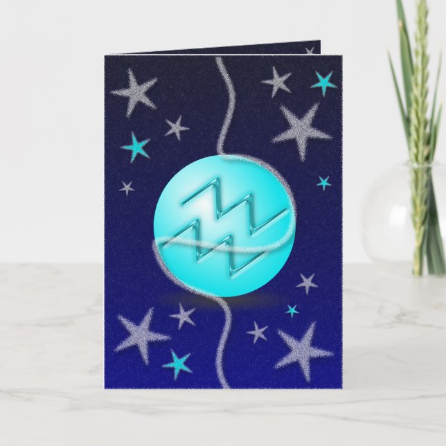 Aquarius Weihnachtskarte. Feiertagskarte (Vorderseite)