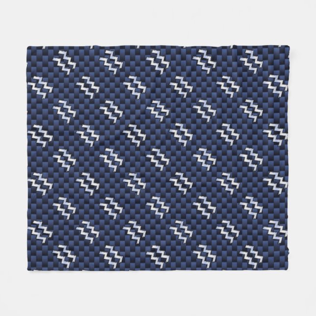 Aquarius-Zeichen auf blauem Kohlenstofffaserstil Fleecedecke (Vorderseite (Horizontal))
