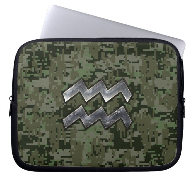 Aquarius-Zeichen für die digitale Camouflage von O Laptopschutzhülle (Vorderseite)