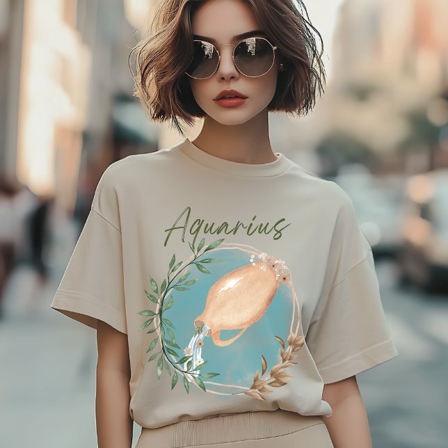 Aquarius Zodiac, Astrologie Botanisch, floral T-Shirt (Von Creator hochgeladen)