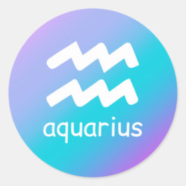 Aquarius Zodiac Astrologie Star Sign Blue Lila Runder Aufkleber