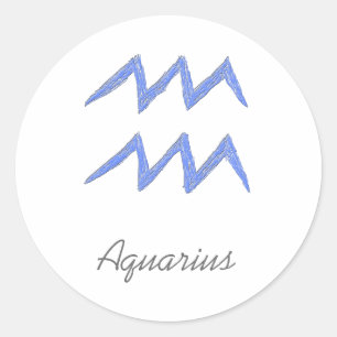 Aquarius. Zodiac Astrologie Zeichen. Blau. Runder Aufkleber