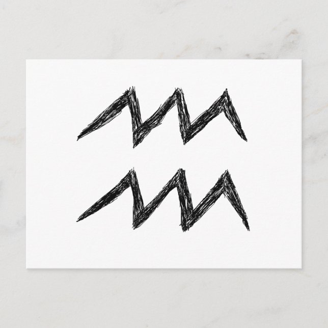 Aquarius. Zodiac Astrologie Zeichen. Schwarz. Postkarte (Vorderseite)